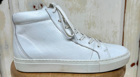 Women's Shoes - 38 EU/ 7.5 US, Garment Project, White High Top Leather Upper Sneakers, Synthetic Sole