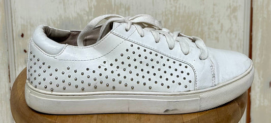 Women's Shoes - 8M US, Kenneth Cole, White Leather Upper Sneakers, Studded, Lace-up,  Synthetic Sole