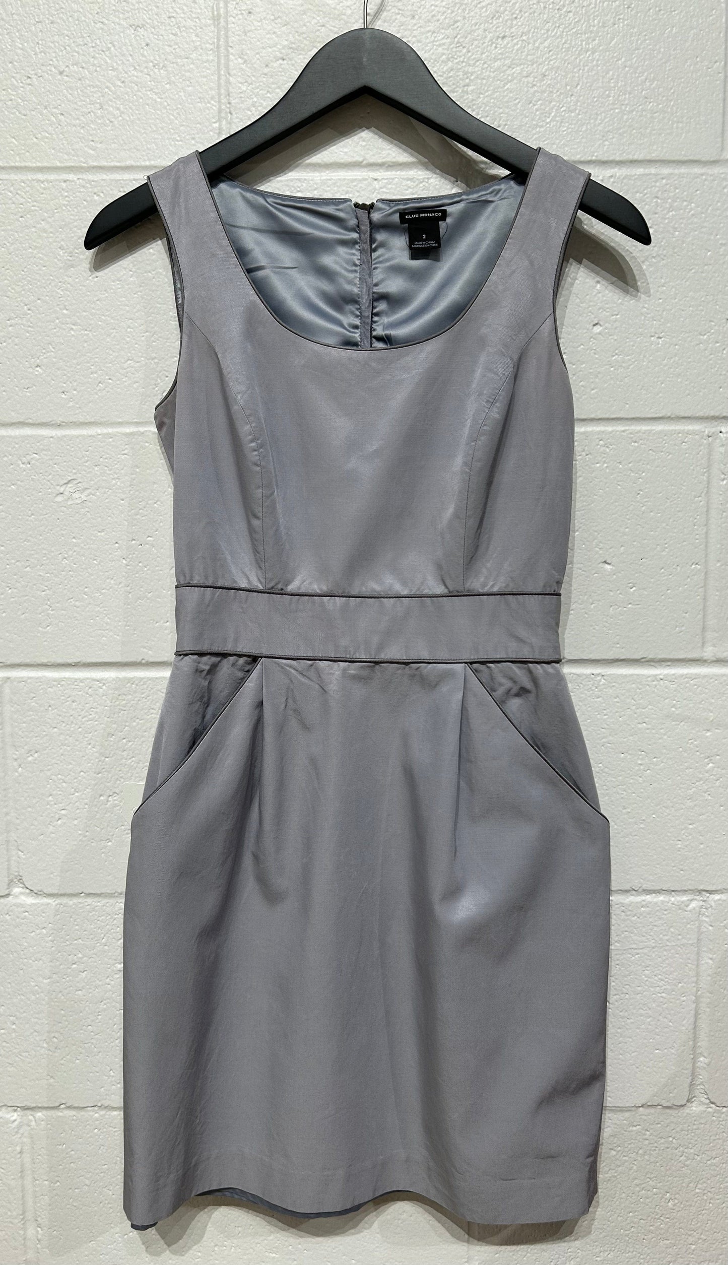 Women's Dress 2 Grey Shine Dress, Full Back Zip, Sleeveless, Club Monaco