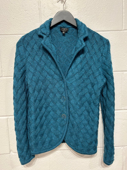 Women's S Petite 100% Merino Wool Jacket- Teal, Talbots