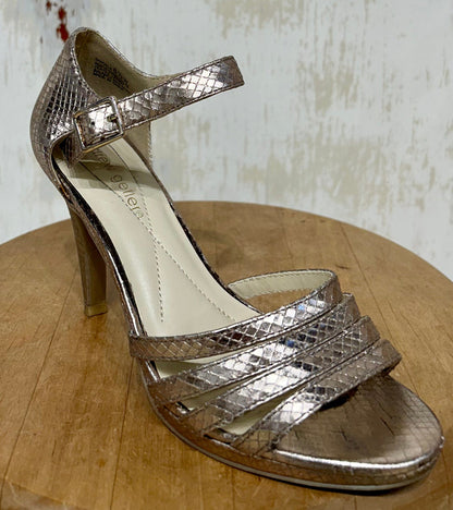 Women's Shoes - 6.5 W US, Andrew Geller Champagne Gold Snake Strappy Sandal Leather Platform Heels