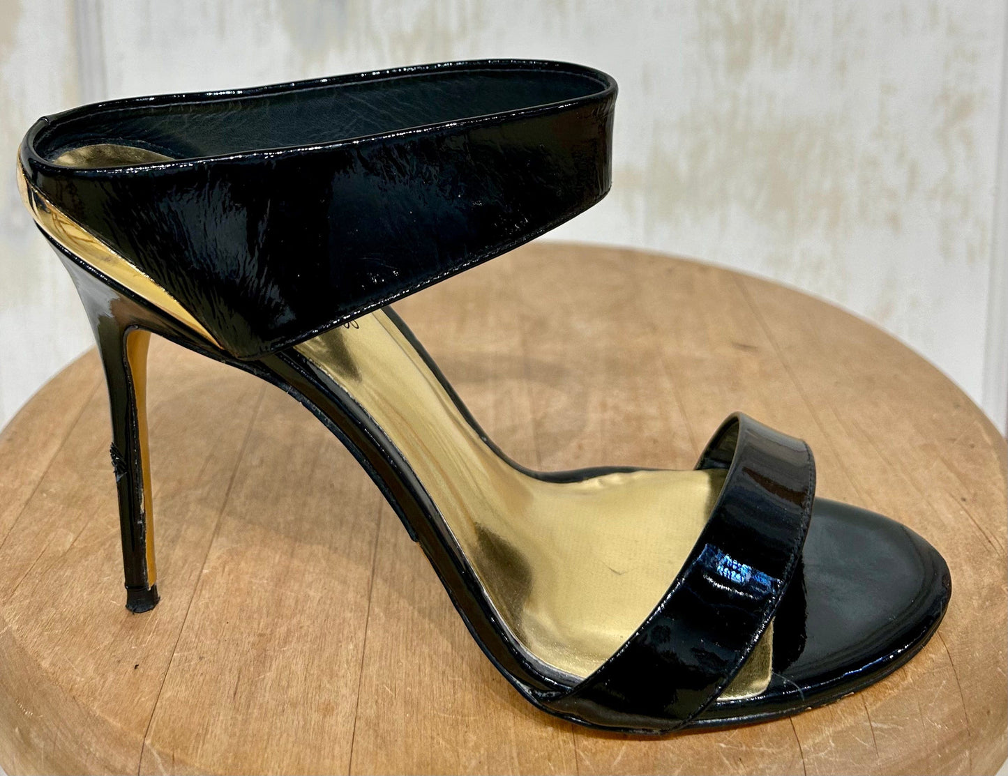 Women's Shoes - 37 EU (approx. 6.5 US), Ted Baker London, Black Patent Mule Stiletto Sandal Leather Sole Heels