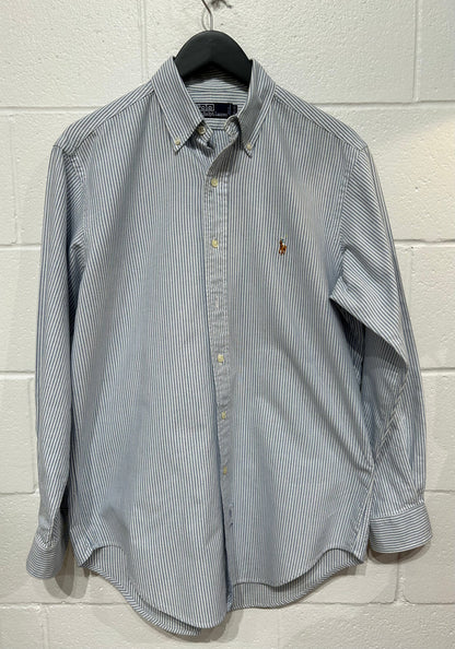 Men's 15-1/2 35 Shirt,  Long Sleeve, Button Up, Striped - Blue/White, Polo by Ralph Lauren