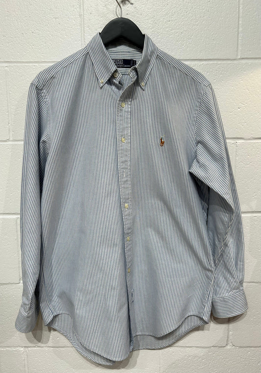 Men's 15-1/2 35 Shirt,  Long Sleeve, Button Up, Striped - Blue/White, Polo by Ralph Lauren