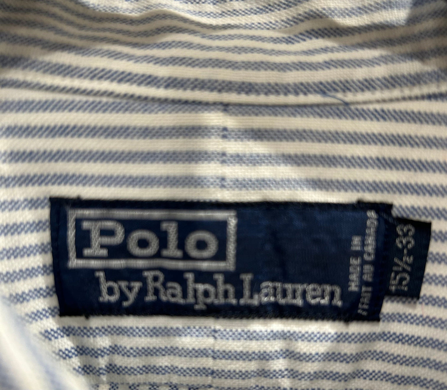 Men's 15-1/2 35 Shirt,  Long Sleeve, Button Up, Striped - Blue/White, Polo by Ralph Lauren