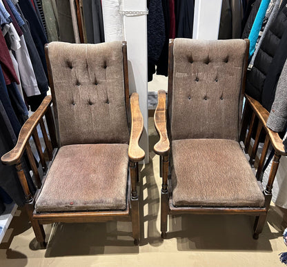 Local Pickup Only - Reclining Antique Armchairs c. 1900, Oak (Per chair)