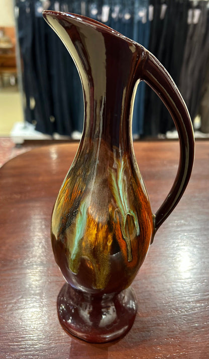 Local Pickup Only - Ceramic MCM Vase, Autumn Shades Glazes, Brown Undercoat