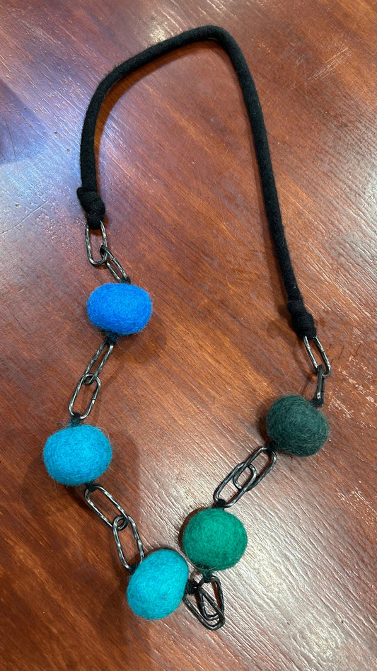 Felted Wool Ball Chain Necklace