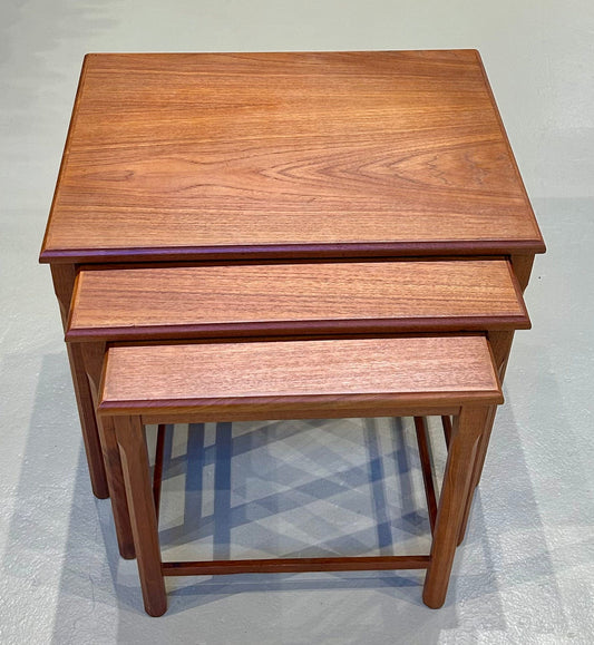 Local Pickup Only - Vintage Solid Teak Nesting Tables x 3,  Mobelfabrikken Toften MCM style Midcentry Modern, Made in Denmark