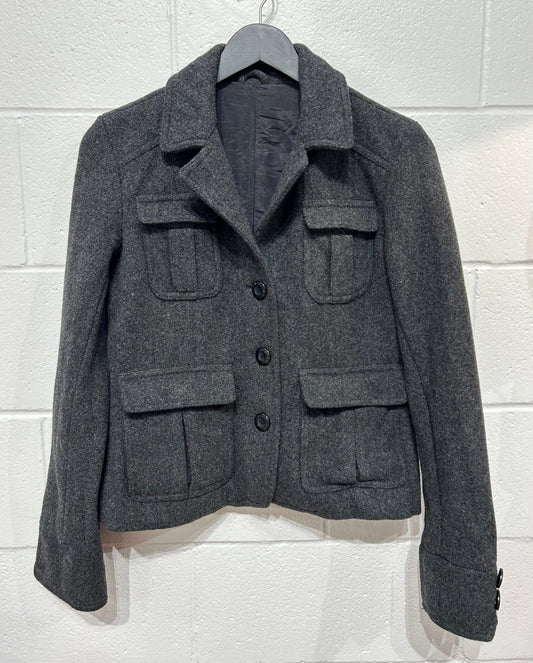 Women's S Jacket Wool Blend? - Grey, No Label Tag