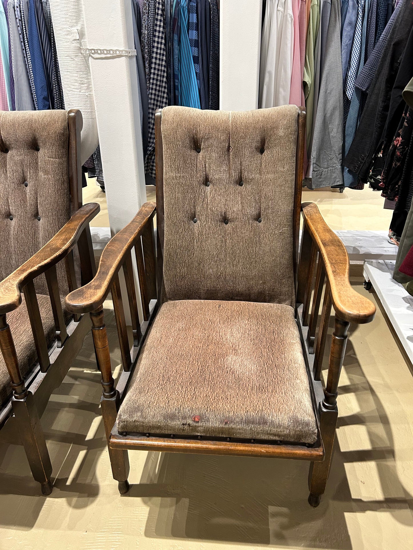 Local Pickup Only - Reclining Antique Armchairs c. 1900, Oak (Per chair)