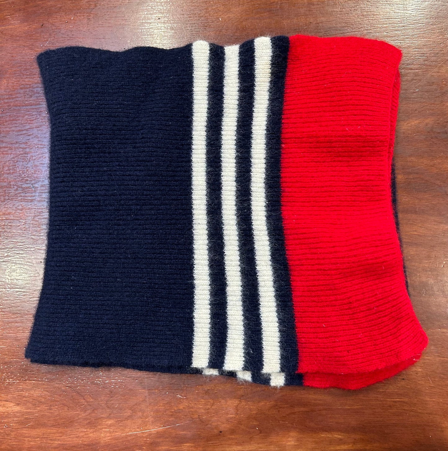 Wool Blend Red/Navy/Cream  Scarf