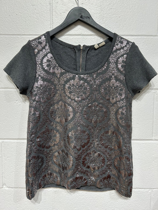 Women's XS (fits S/M) Metallic 100% Cotton Sweater, MOTH Anthropologie