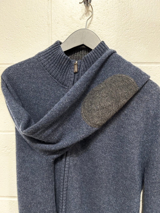 Men's L Lambswool Blend Sweater, Blue, Black & Brown