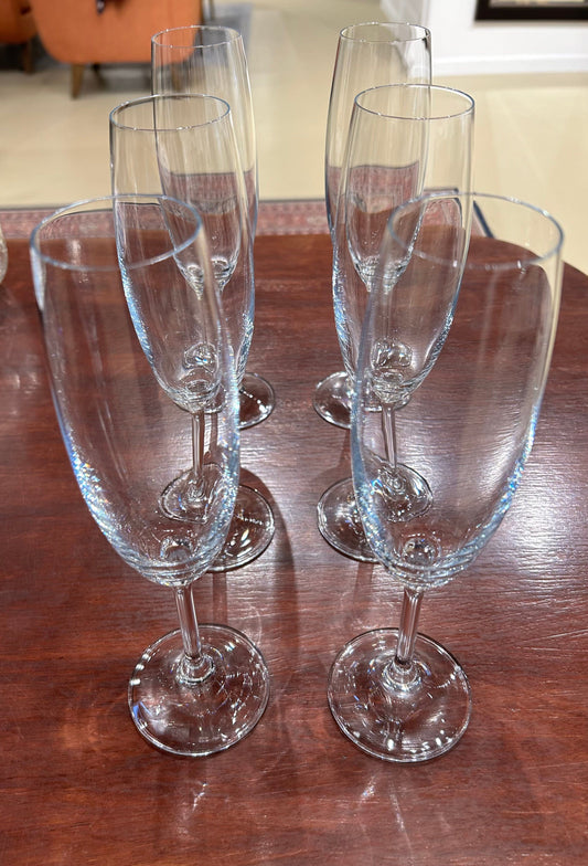 Local Pickup Only - Set of 6 Bohemian Royal Crystal Champagne Glasses