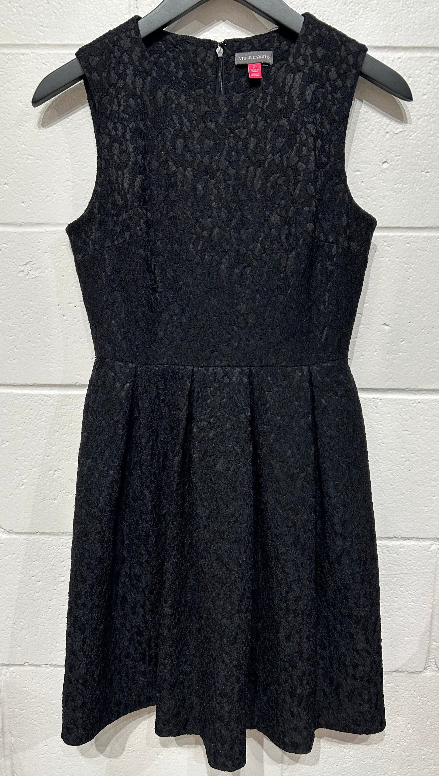 Women's Dress 2 Sleeveless Flare Pleated Lace - Black, Vince Camuto