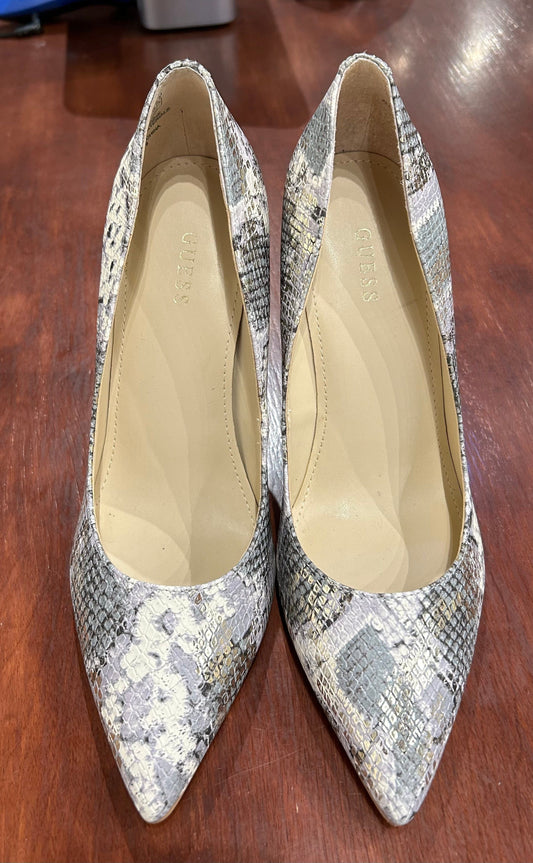 Women's Shoes - 8M US, Guess, Gold and Grey Snake Print