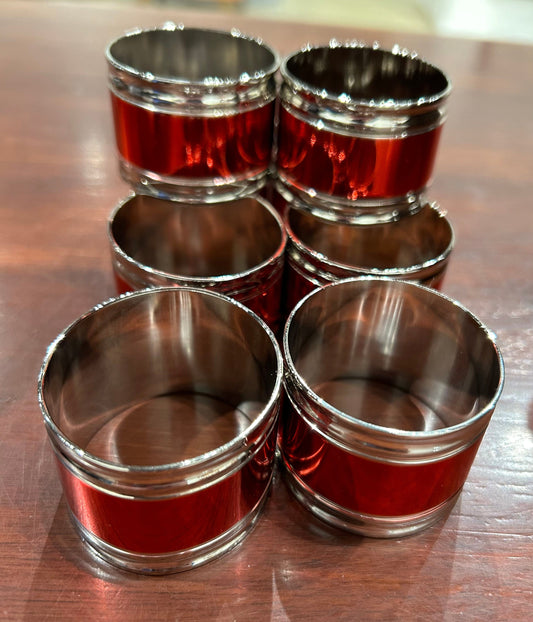 Local Pickup Only - Sterling Silver Plated, Red Napkin Rings x 8