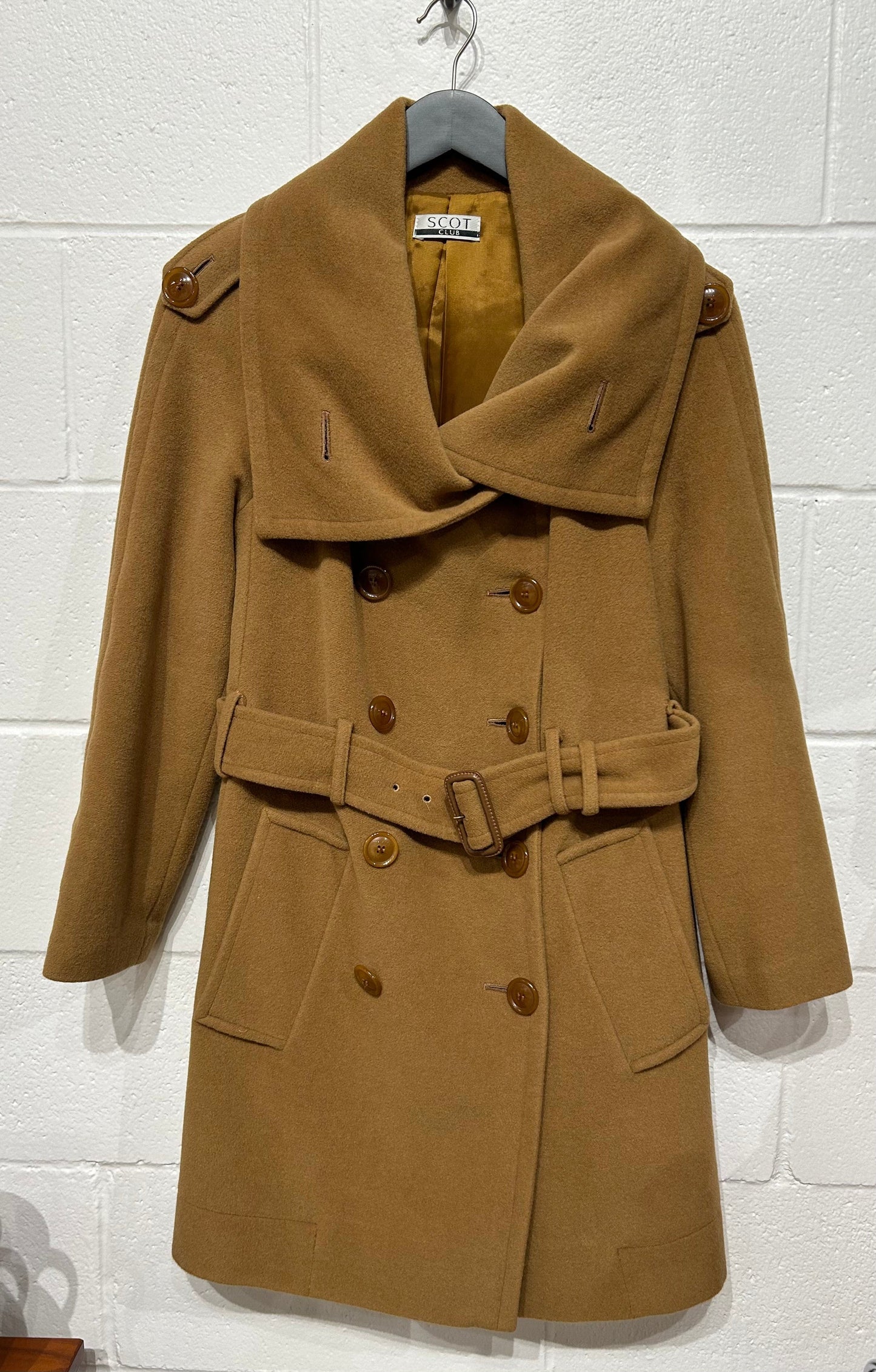 Women's M Wool Blend 3/4 Belted Camel Colour Coat, Scot Club