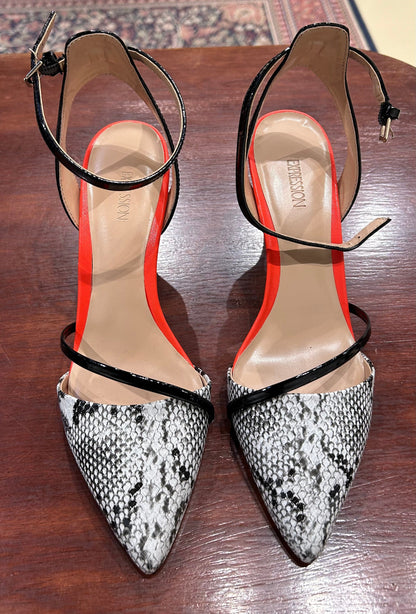 Women's Shoes - 8 M, Orange/Snake Heels, Expression