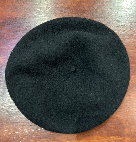 Vintage Black Wool Beret, Made in Germany by Fraas