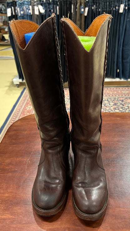 Women's Shoes - 7 B Boots Brown Leather Pull-on, Frye Western Tall Campus