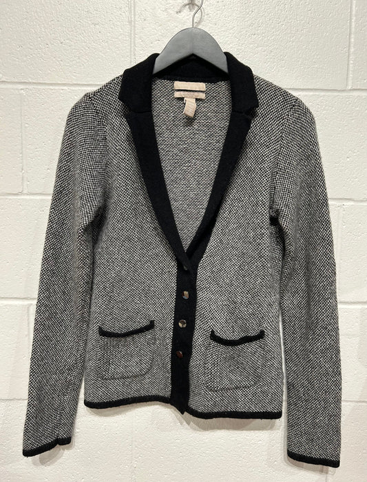 Women's M Wool-Cashmere Cardigan Sweater Jacket - Black/White, Banana Republic