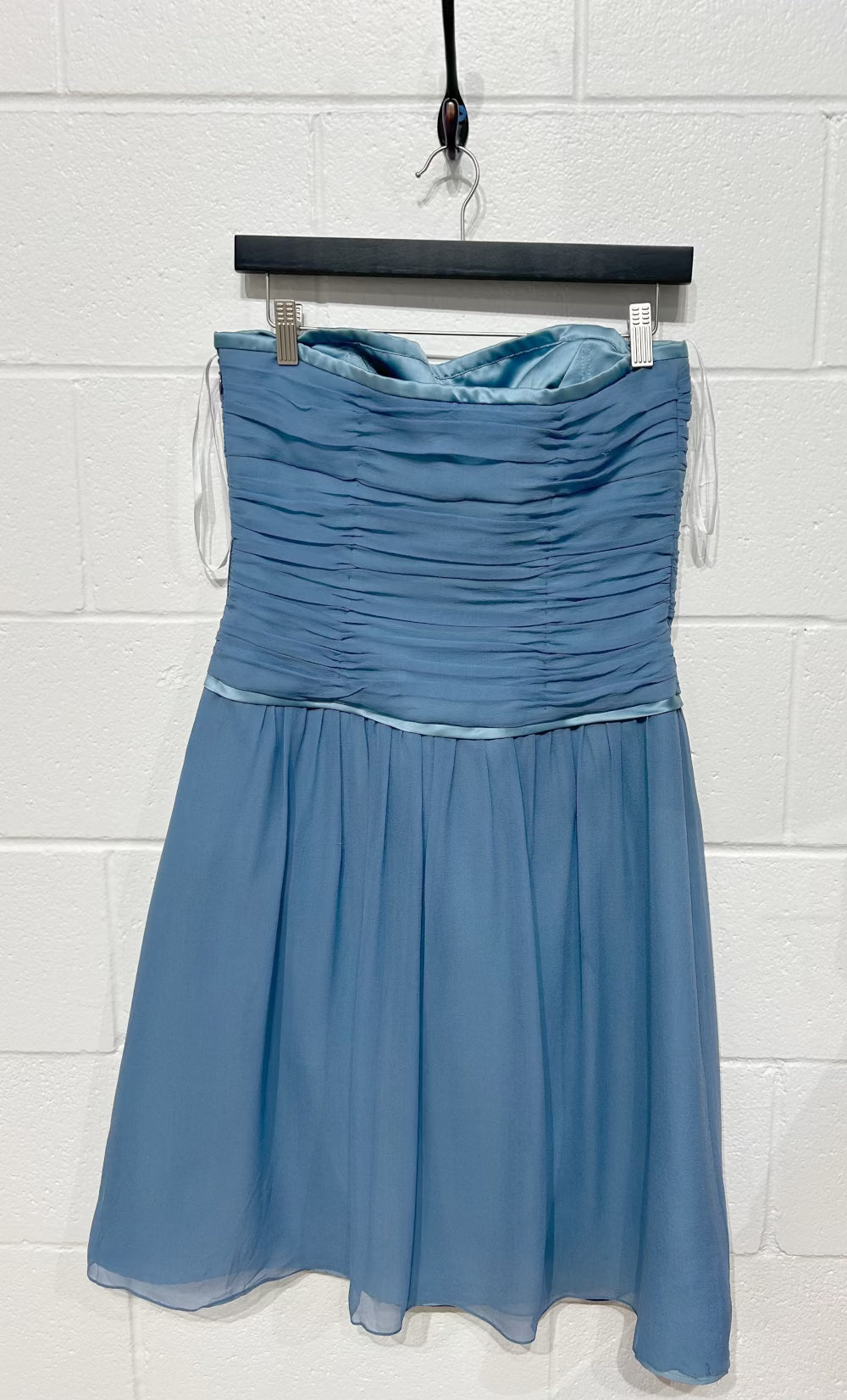 Women's Size 8, Smoke Blue Chiffon Strapless Dress, Thread