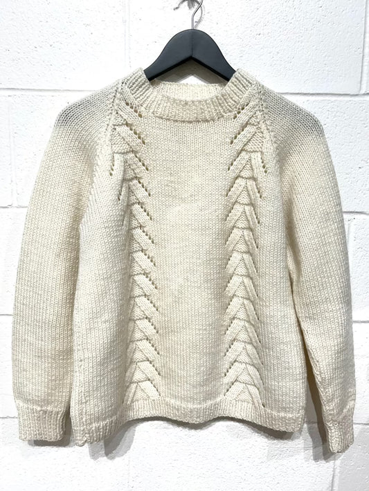 Women's M Hand-Knit Sweater - Cream