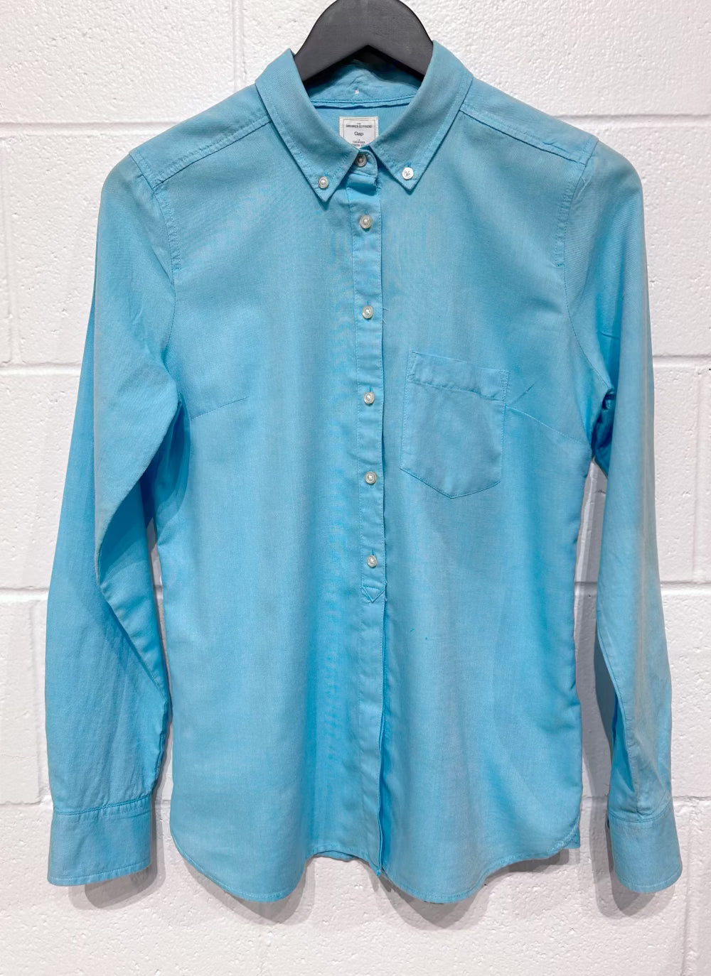 Women's S Cotton Top Button-Down Shirt, Turquoise, Gap