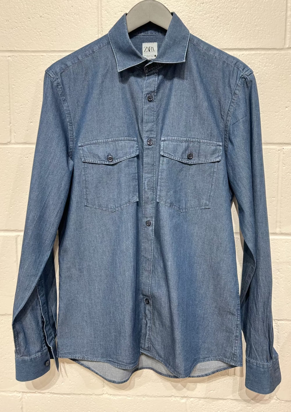 Men's M Denim Shirt,  Long Sleeve, Button Up, Zara