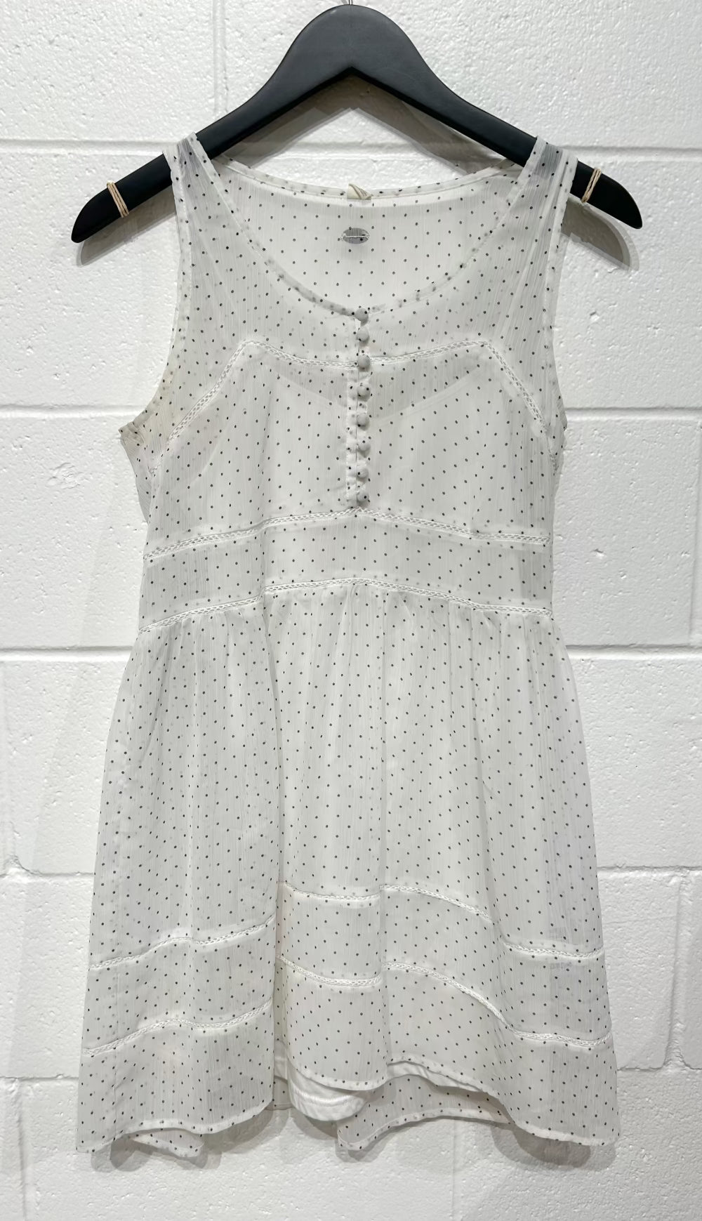 Women's Dress S, Cream Pindot Chiffon, Quicksilver