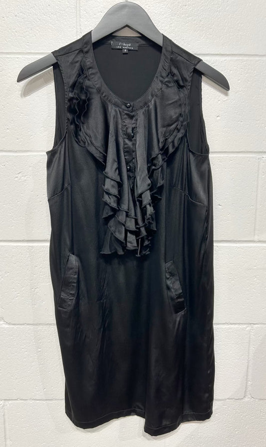 Women's Dress 8, Black Ruffle Silk, t-bags Los Angeles