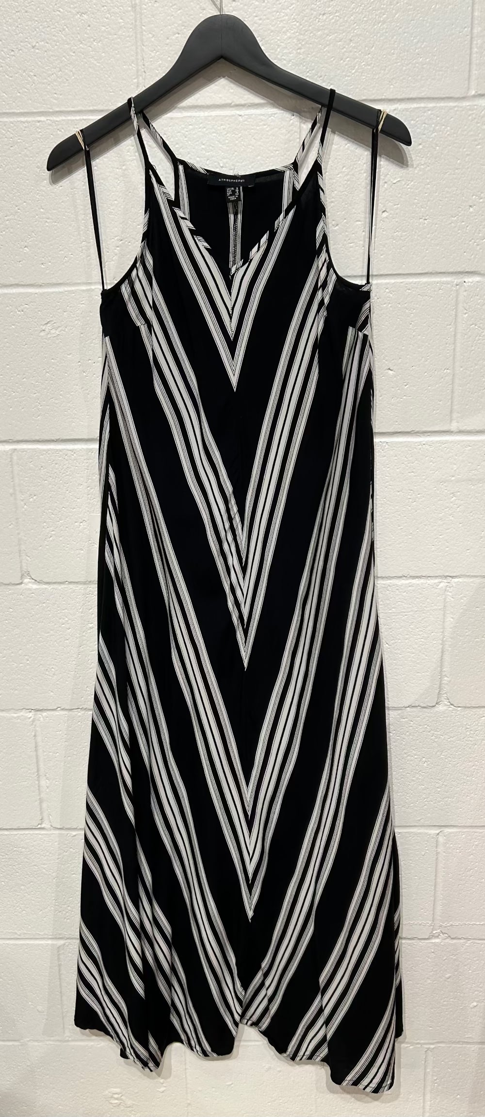 Women's Dress 4 (fits M), Black and White Stripe Maxi, Atmosphere