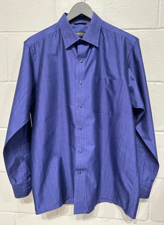 Men's L 42 Shirt,  Long Sleeve, Button Up, Deep Indigo Blue, Touche