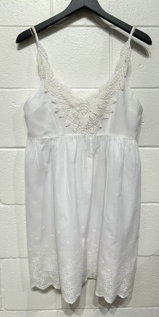 Women's Dress XL White Eyelet Cotton, Hem & Thread