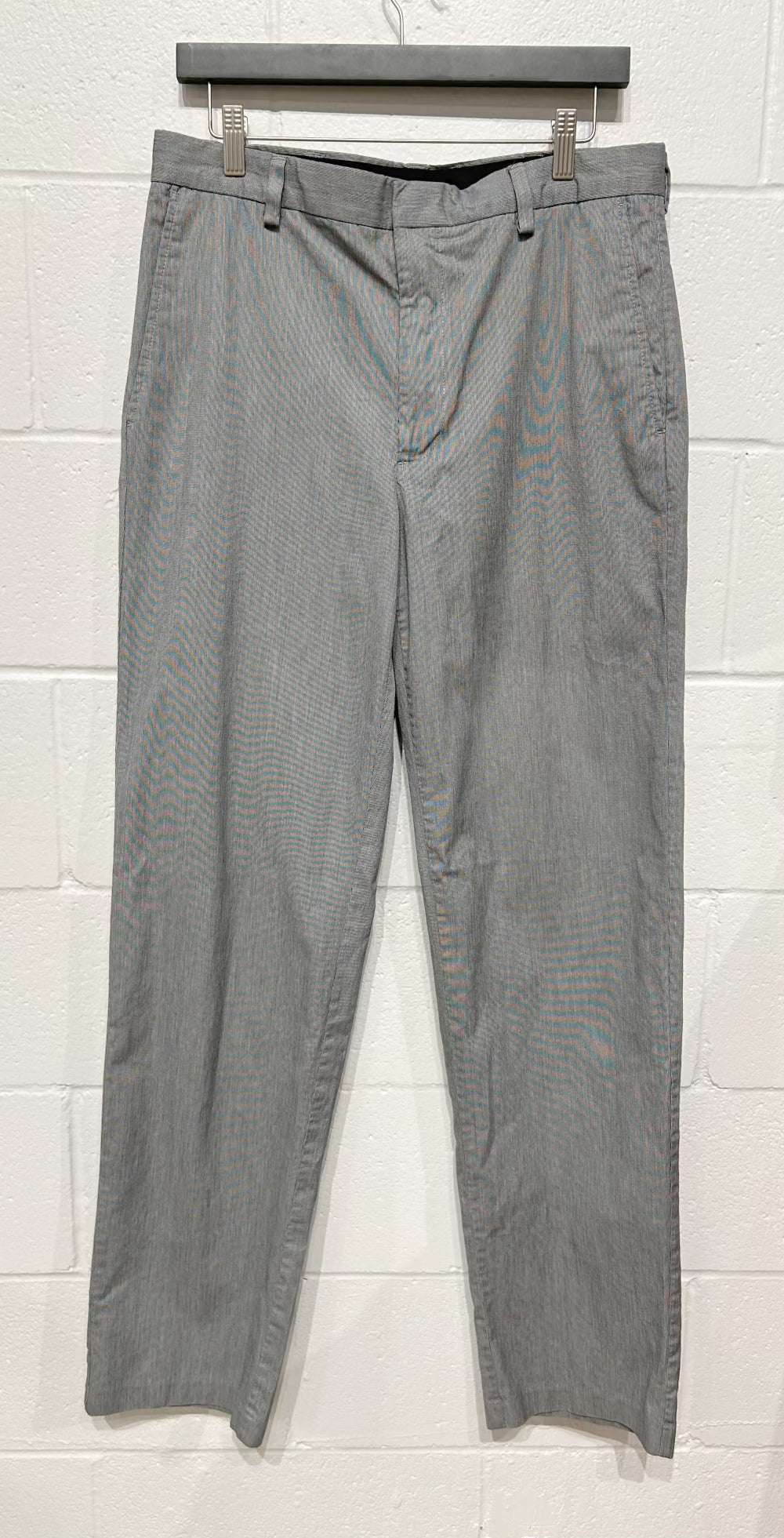 Men's Trousers, 32 Flat Front Straight, 100% Cotton - Micropattern Grey, Kenneth Cole Reaction