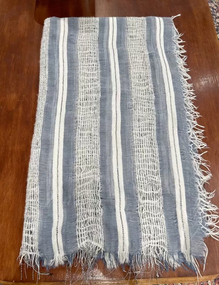 Blue/White with Metallic Sparkle Scarf