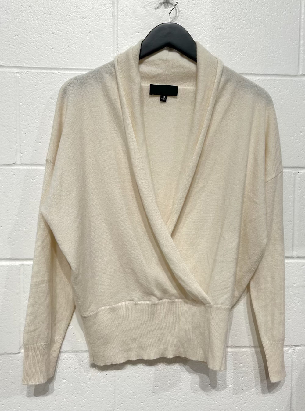 Women's XS Cashmere Faux Wrap Lakota Sweater - Cream, Nili Lotan