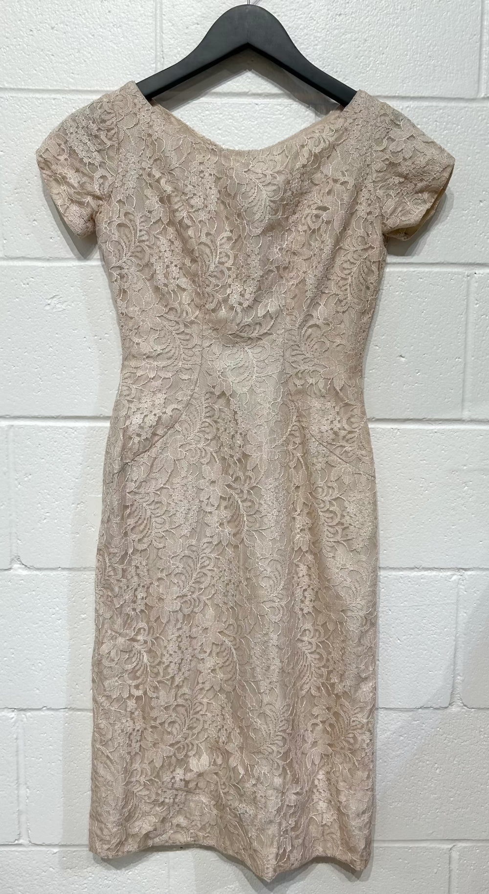 Women's Vintage Dress S, Ecru Lace, Handmade