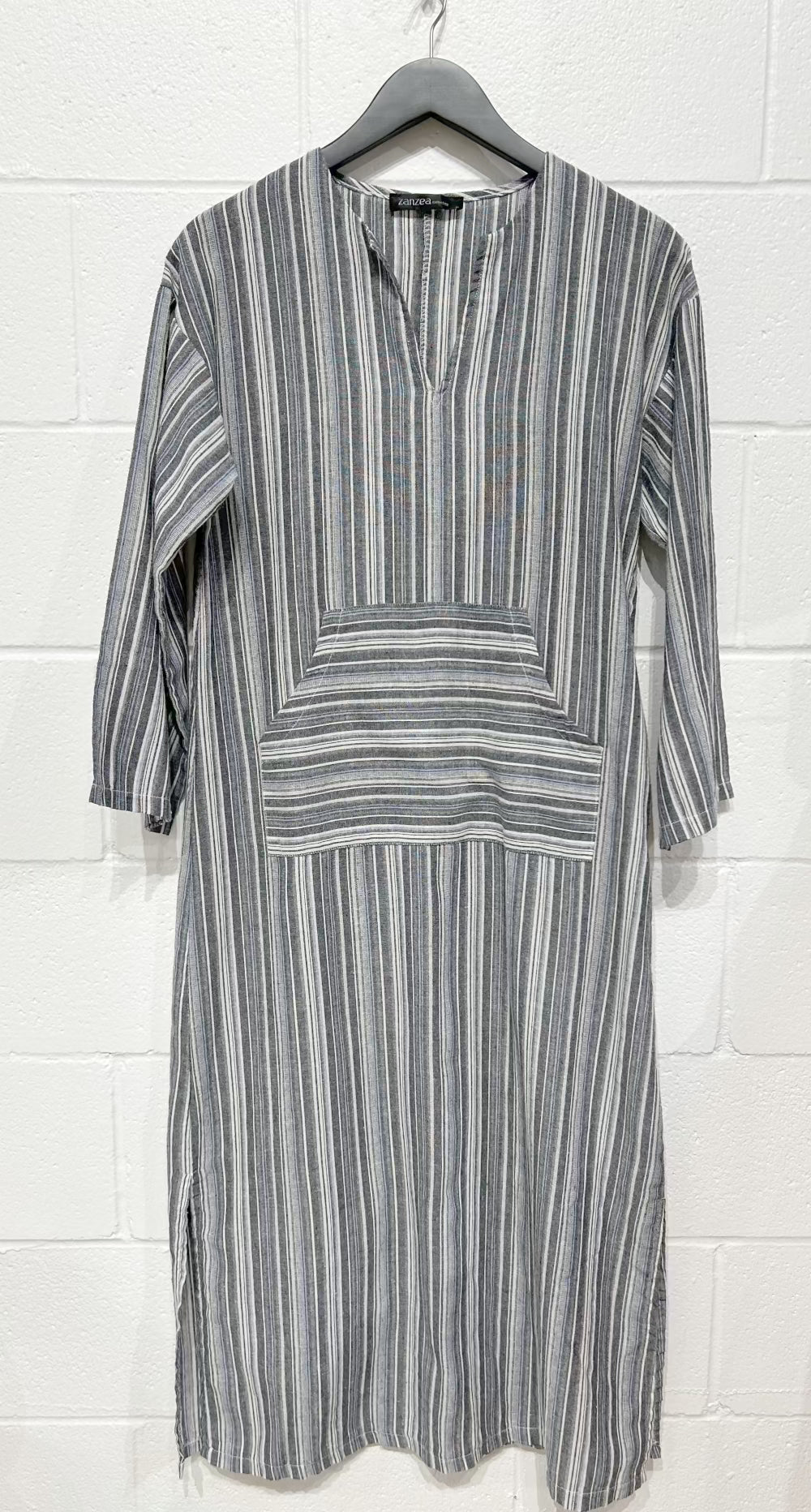 Women's Long Dress L, Striped 100% Cotton Tunic, Zanzea Collection