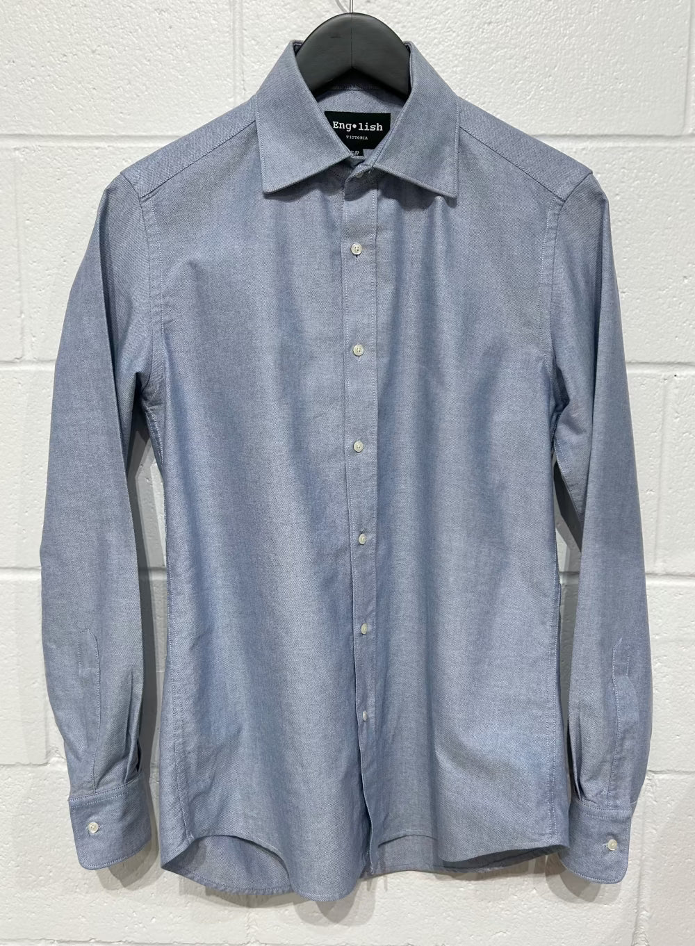 Men's S Shirt,  Long Sleeve, Blue Oxford Button Up, English Victoria