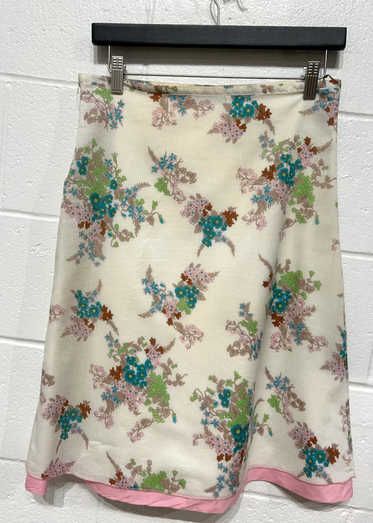 Women's S Floral Cotton Skirt, Pink, Blu Label