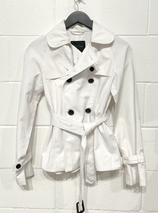 Women's XS Cropped Trench Coat Jacket - Off-White, Talulah Babaton