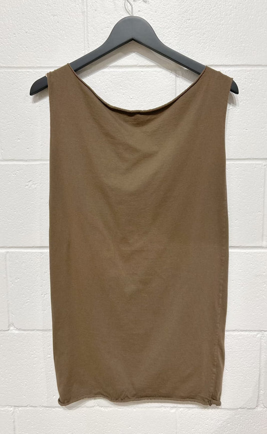 Women's T-shirt Tank Tunic Dress S, Olive Cotton