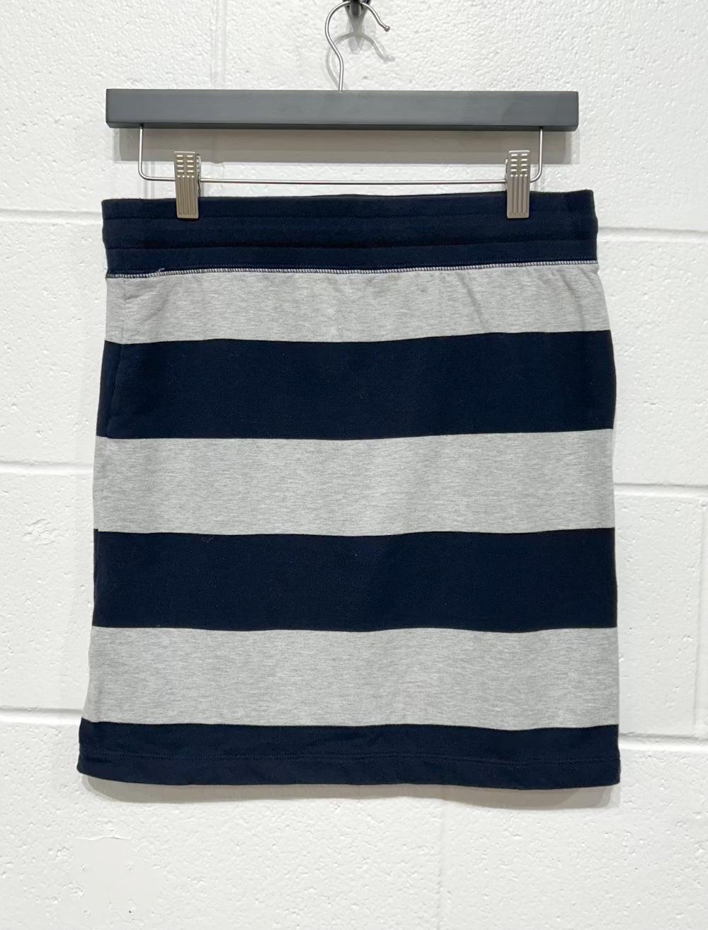 Women's S Drawstring Sweatshirt Skirt, Navy/Grey Stripes, Joe Fresh