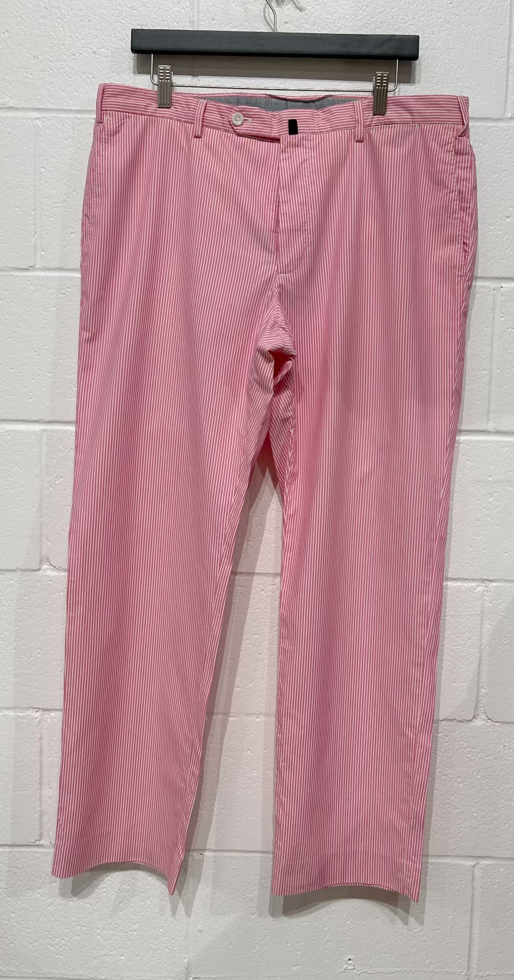 Men's Casual Pants 36, Cotton - Pink/White Stripes, Incotex Venezia