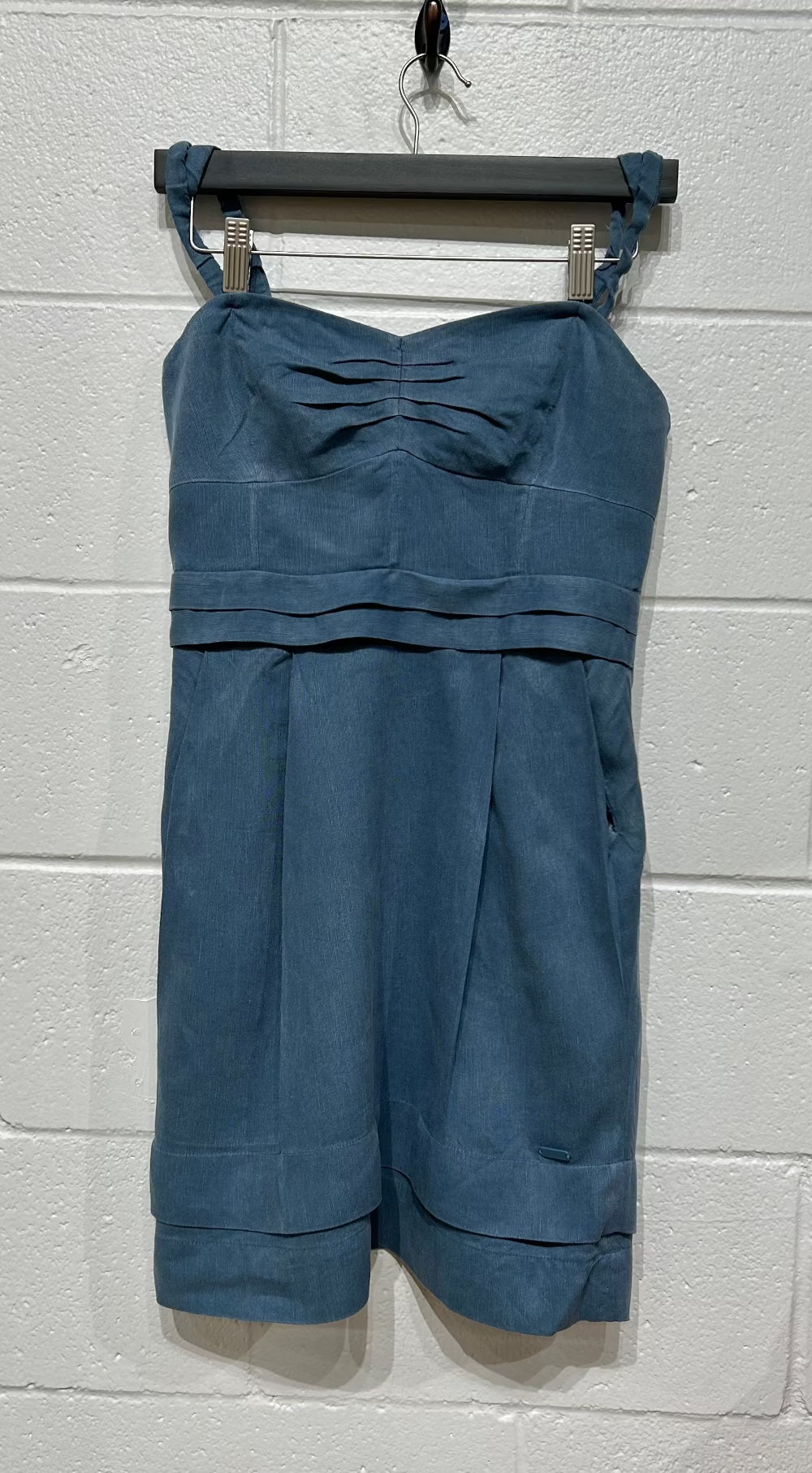 Women's Dress 6, Lyocell/Linen Strapless, Denim Blue, Wilfred (Aritzia)