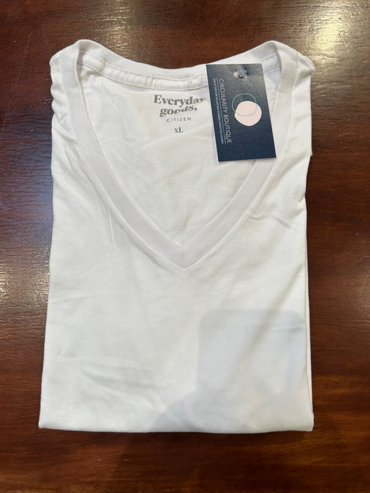 Men's White T-Shirt, 100% Organic Cotton Short Sleeve, V-Neck, Citizen Everyday Goods