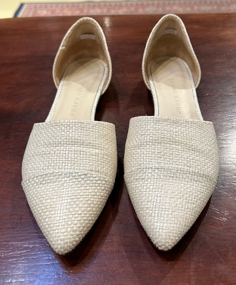 Women's Shoes - 6 US Straw Woven Leather Sole D'Orsay Flats Jenni Kayne